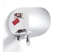 Tomasucci Wink Design - Espejo de Pared con Panel de Memoria, Panel MDF Lacado Blanco Mate, Panel magnético, Estante de Madera lacada, 36 x 60 x 9 cm