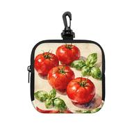 Tomate Basil Fresh - Bolsa pequeña impermeable con cremallera, bolsa de almacenamiento de neopreno para auriculares, funda con clip para llavero