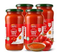 Tomate Frito Apis, Tomate frito cásico con aceite girasol, Elaborado con tomates de temporada cultivados al sol, Sin Gluten, Producto Español, Contiene 4 Tarros de cristal de 550 gr