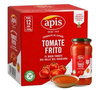 Tomate Frito Apis, Tomate frito cásico con aceite girasol, Elaborado con tomates de temporada cultivados al sol, Sin Gluten, Producto Español, Contiene 12 Tarros de cristal de 550 gr