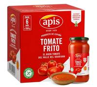 Tomate Frito Apis, Tomate frito cásico con aceite girasol, Elaborado con tomates de temporada cultivados al sol, Sin Gluten, Producto Español, Contiene 6 Tarros de cristal de 550 gr