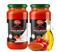 Tomate Frito Apis, Tomate frito Receta artesana con aceite de oliva, Elaborado con tomates de temporada cultivados al sol, Sin Gluten, Producto Español, Contiene 2 Tarros de cristal de 550 gr