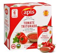 Tomate Triturado Apis, Tomate Natural en lata, Tomate 99.4%, sal y corrector de acidez, Sin Gluten, Producto Español, exquisito sabor, aroma y consistencia, Contiene 6 Latas de 400 gr