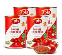Tomate Triturado Apis, Tomate Natural en lata, Tomate 99.4%, sal y corrector de acidez, Sin Gluten, Producto Español, exquisito sabor, aroma y consistencia, Contiene 4 Latas de 400 gr