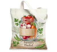 Tomates - Bolsa de lona para mujer, diseño rústico de zanahoria, rábano, verano, lavable, reutilizable, con gráfico, Verde, 13x15 Inch