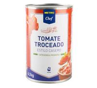 Tomates Para Pizzas, Sofritos, Para untar en el Pan Ideales Para Desayunos, Guisos y Ensaladas Makro Chef (Tomate troceado lata 4100gn, 3 Unidades)