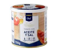 Tomates Para Pizzas, Sofritos, Para untar en el Pan Ideales Para Desayunos, Guisos y Ensaladas Makro Chef (Tomate con Aceite Oliva lata 700g, 3 Unidades)