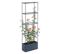 Tomato Planter - Vertical Growing Container, Tomato Cage with Trellis, Climbing Plant Support System, Gardening Category, Black Resin Set for Patios Balconies Terraces Sunrooms and Apartments