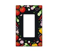 Tomatoes Kitchen - Cubierta para interruptor de luz basculante individual, diseño culinario contemporáneo de pepino chile culinario de plástico negro, tamaño estándar, placas de pared decorativas para