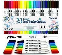 Tomaxis Rotuladores Lettering 24 Colores, Punta Pincel, Doble Punta Fina, rotuladores doble punta, Bullet Journal, Mandalas, Graffiti, Caligrafía, Dibujar, Acuarelables Marcadores para Adultos