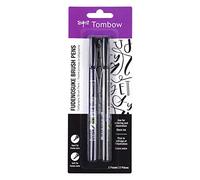 Tombow 62038 Fudenosuke Brush Pen con punta suave y dura, negro, 2 piezas