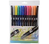 Tombow ABT-12C-1 - Rotuladores (12 unidades, punta de pincel doble, colores primarios)