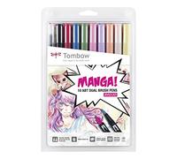 Tombow - ABT ABT Dual Brush | Estuche con 10 Rotuladores de Doble Punta en Colores Surtidos | Marcadores Acuarelables para Manga Shojo