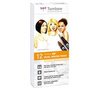 Tombow - ABT Dual Brush | Estuche con 12 Rotuladores Acuarelables de Doble Punta en Colores para Retratos