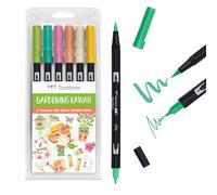 Tombow | ABT Dual Brush | Estuche con 6 Rotuladores Doble Punta Pincel Acuarelables | Para Lettering, Dibujo, Pintura, Manga | Uso Doméstico y Profesional | Colores Surtidos Edición Limitada Garden