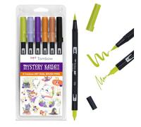 Tombow | ABT Dual Brush | Estuche con 6 Rotuladores Doble Punta Pincel Acuarelables | Para Lettering, Dibujo, Pintura, Manga | Uso Doméstico y Profesional | Colores Surtidos Edición Limitada Mystery