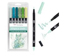 Tombow ABT Dual Brush Pen Mystic Jade - Bolígrafo con dos puntas, perfecto para escribir a mano y diario de balas, se puede pintar en agua, 6 unidades [ABT-6P-JADE]