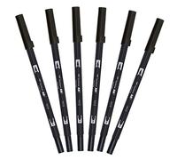 Tombow ABT-N15-6P - Rotuladores con doble punta (6 unidades), color negro