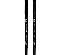 Tombow ABT-N15 Dual Brush Pen - Rotulador de doble punta (2 unidades), color negro