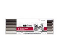 Tombow ABT PRO - Juego de rotuladores con base de alcohol (5 unidades), color gris