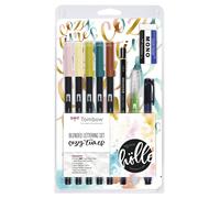 Tombow - Blended Lettering Set Cozy Times | Set Hand Lettering con Rotuladores de Colores, Pincel Recargable, Lápiz, Goma de Borrar y Paleta Lavable