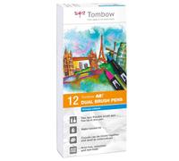 Tombow - dual brush - estuche con 12 rotuladores acuarelables de doble