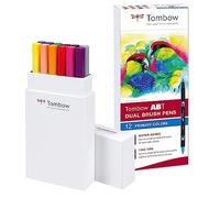 Tombow - Dual Brush | Estuche con 12 Rotuladores Acuarelables de Doble Punta en Colores Primarios