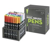 Tombow Dual Brush - Soporte de mesa con 96 rotuladores doble punta pincel