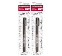 Tombow - Fudenosuke | Rotulador Caligrafía de Tinta Negra y Punta Elástica Blanda - Rotulador Fino para Dibujo y Lettering (Paquete de 2)