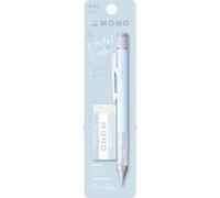 Tombow Goma de borrar MONO graph y MONO, 0,5 mm, azul hielo, precisión con punta de 4 mm, innovador mecanismo de agitación, pinzas de latón más estables, recargables, incluye goma de borrar [SH-MG44