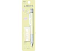 Tombow Goma de borrar MONO Graph y MONO, 0,5 mm, color amarillo crema, precisión con punta de 4 mm, innovador mecanismo de agitación, pinzas de latón más estables, rellenables, incluye goma de borrar
