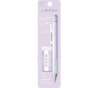 Tombow Goma de borrar MONO graph y MONO, 0,5 mm, lavanda, precisión con punta de 4 mm, innovador mecanismo de agitación, pinzas de latón más estables, rellenables, incluye goma de borrar [SH-MG94