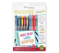 Tombow - Kit Creativo para Apuntes Visuales, Autoorganización, Sketchnotes y Lettering, 8 Rotuladores de Colores Doble Punta y 1 Bolígrafo de 4 Colores, STUD-SET