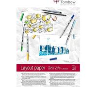 Tombow Layout - Papel Blanco de Dibujo para Ilustraciones, Diseños y Mezclas de Colores, Pack de 75 Hojas A4, Papel de 75 g/m2