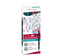 Tombow Rotuladores ABT Dual Brush – Caja de cartón 6, Doble punta acuarelables Colores vintage