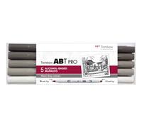 Tombow ABT PRO - Juego de rotuladores con base de alcohol (5 unidades), color gris