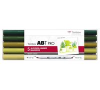 Tombow Marker alcohol ABT PRO Dual Brush 5P-5 Green colors (5)