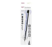 Tombow | MONO Graph | Portaminas 0,5 mm con Goma Giratoria y Mecanismo Shake | Punta Metálica de 4 mm | Ideal para Escritura y Dibujo | Cuerpo Color Blanco, Azul, y Negro | Blíster 1 Unidad
