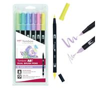 Tombow - Rotuladores (6 unidades, punta de pincel doble), colores pastel
