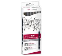 Tombow - Rotuladores Lettering para Dibujo Dual Brush - Con Doble Punta, Base de Agua, Tonos Grises, Juego de 6 Unidades