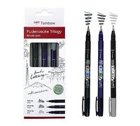 Tombow Set Fudenosuke Trilogy, Contenido: 3 Fudenosukes punta dura, flexible y gris, para caligrafía, lettering, bocetos, WS-BHS-3P