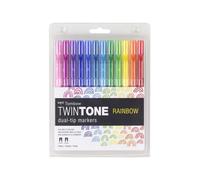 Tombow Twintone - Rotuladores de doble punta, 12 unidades, Colores del arcoíris