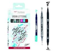 Tombow Urban LS-WSBHS - Set de caligrafía y escritura a mano con rotuladores Fudenosuke Brush Pen ABT Dual Brush Pen con pincel para depósito de agua e instrucciones de Iván Caiña