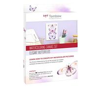 Tombow - Watercoloring Canvas Set | Kit de Dibujo y Pintura Mariposas - Set de Acuarela con Rotuladores, Pincel de Agua, Paleta y Lienzos de Cartón