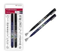 Tombow WS-BHS-2P Fudenosuke - Bolígrafo de punta dura y suave, color negro