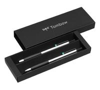 Tombow - Zoom 707 | Estuche con Bolígrafo y Portaminas Elegante en Caja de Regalo - Cuerpo Blanco Ultra-Fino y Grip Negro
