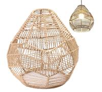 Tombra de la lámpara de ratán, sombra de lámpara boho de 12 pulgadas Rope Ratán de vintage luces colgantes tejidas creativas de bricolaje de bricolaje para restaurante, hotel, hogar, tejido
