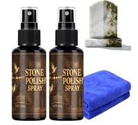 Tombstone Polish Spray With Towel, Headstone Restoration & Cleaning Spray, Marble & Cemetery Memorials, Gentle Stone Care Formula, Removes Dirt (2pcs)