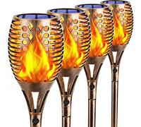 TomCare Luces solares mejoradas, 43 pulgadas más altas y más grandes, impermeables, llamas parpadeantes, 96 luces LED, luces solares para exteriores, decoración de paisaje, iluminación de
