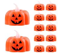 Tomedeks 12 Piezas Calabaza Halloween con Luz, Decoracion Exterior, Calabaza para Halloween, Navidad, Acción de Gracias y Fiestas